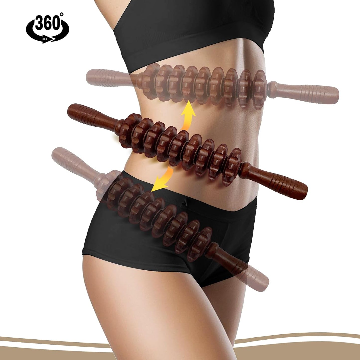 Manual Wood Therapy Massage Stick, Wooden Cellulite Muscle Roller for Legs | Body Sculpting, Lymphatic Drainage Massager, Wooden Massage Tools for Trigger Points Relief, Sore Muscle Recovery