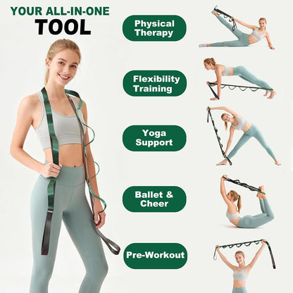 Acozycoo Stretching Strap with Loops for Physical Therapy,Knee,Calf,Back