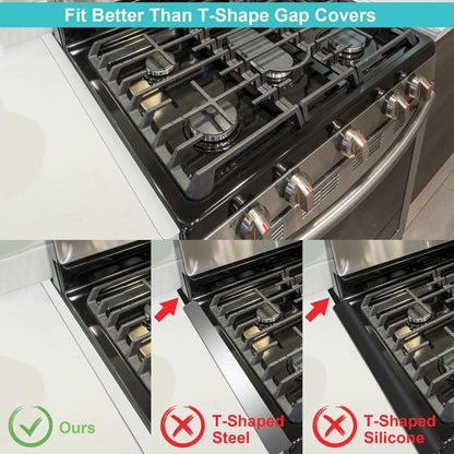 Stove Cover, Stove Guard, Stainless Steel Stove Gap Covers, Heat Resistant & Easy to Clean Stove Counter Gap Cover, Kitchen Stove Counter Gap Cover Eliminates Gap Between Counter & Appliances (2 pcs)