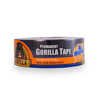 GORILLA All Weather Duct Tape, Black, 1.88" x 25 yd | UV and Temperature Resistant, Waterproof for Outdoor Repairs, Strong Adhesive Grip
