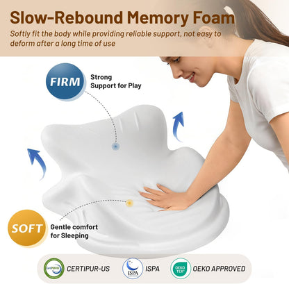 Memory Foam Ergonomic Wedge Pillow, Reading Pillow for Bed, Headboard Pillow Support for Back Pain, Acid Reflux & Sitting Up, Ideal for Massage with Removable Cover