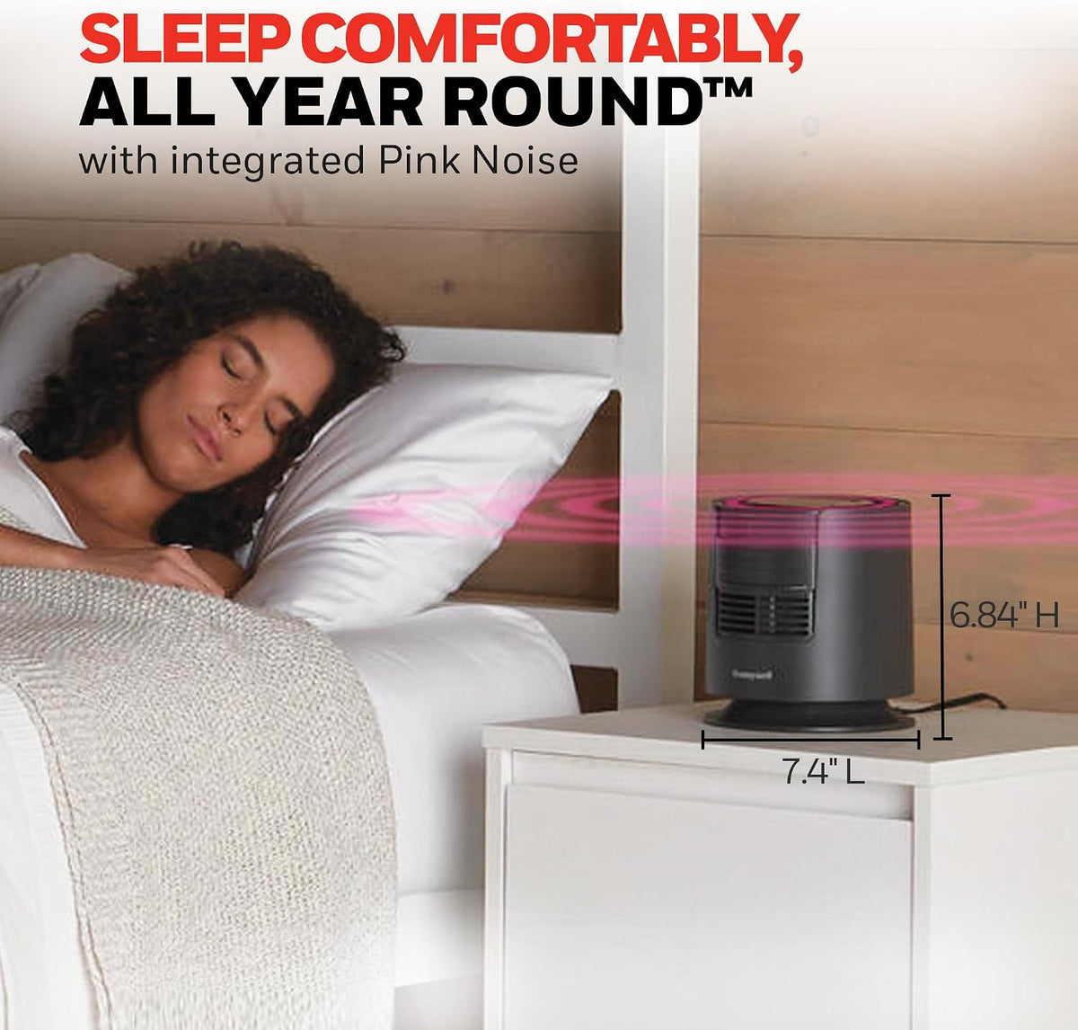 Honeywell QuietSet Personal Sleep Fan Noise Machine with Pink Noise, Black