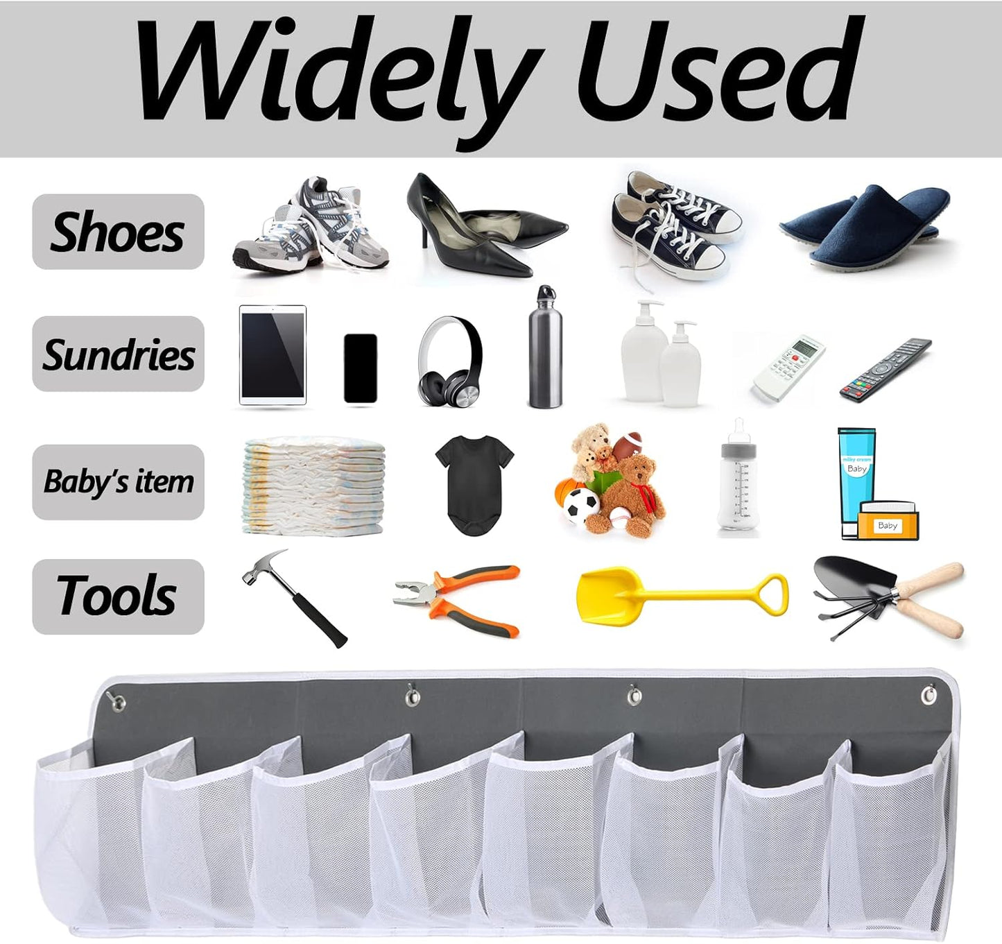 RV Shoe Storage for Bedside - 16 Extra Large Pocket Entryway Shoes Rack | Wall Mounted Bed Hanging Pocket Organizer, Bedside Caddy for Shoes and Tool Accessories, RV & Camper Essentials 2 Pack