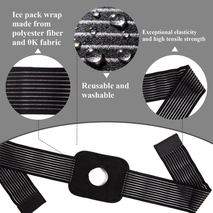 Ice Pack Wrap Strap,Extended Adjustable Ice Pack Support Wrap Band, Multipurpose Elastic Ice Bag Wrap Band Ice Belt for Wrists, Arms, Waists, Knees Cold Pack, 41"