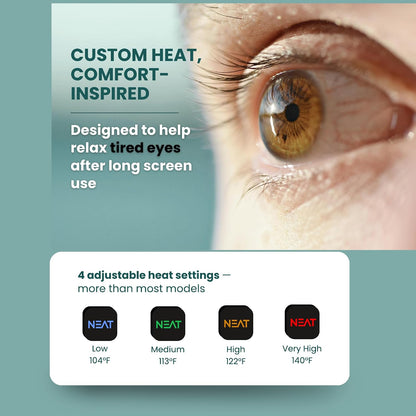 Heated Eye Mask – Cordless Electric Warm Eye Compress for Dry Eyes, Stye & Eye Strain Relief – 4 Heat Settings, Rechargeable, Light-Blocking, Blackout, Washable Cover (Ocean Stone)