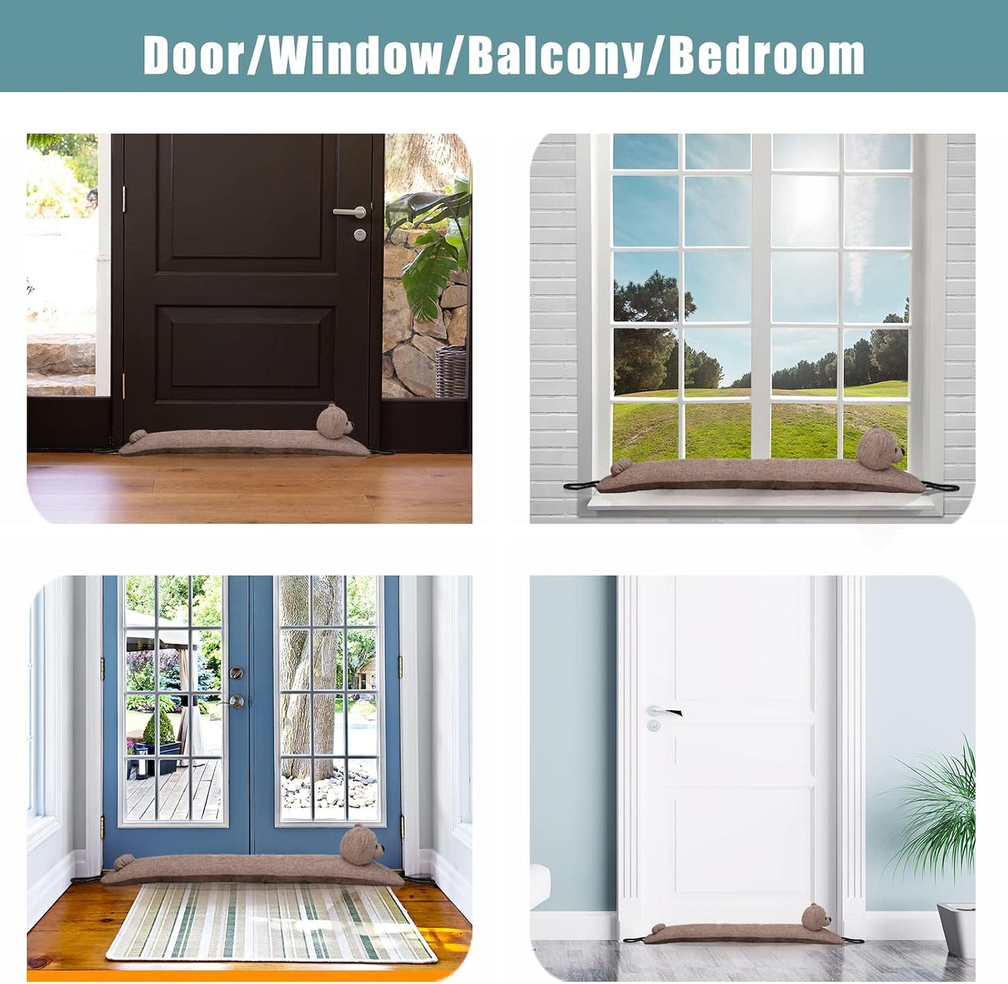 Under Door Draft Stopper Decorative Wind Stopper 36 inch for Door & Window, Weighted Animal Air Draft Stopper for Bottom of Door with Hanging Loops - Brown Dog