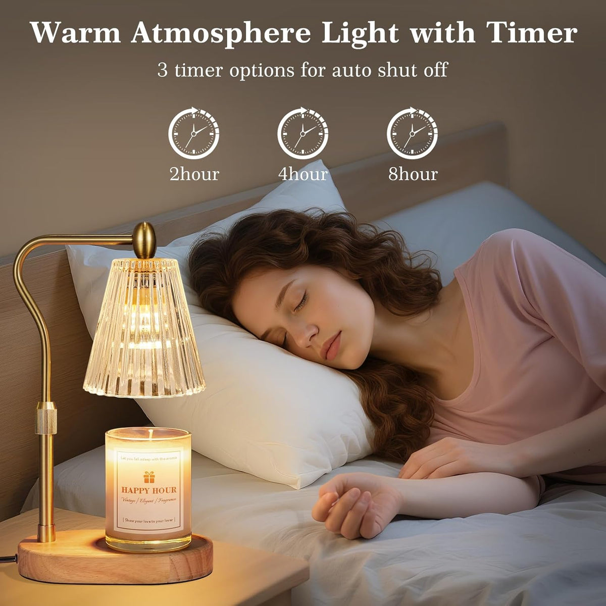 Imenlox Candle Warmer Lamp, with Timer & Dimmer, Adjustable Height, Christmas Birthday Mothers Day Gifts for Women Mom Her, House Warming New Home Thanksgiving Décor (Amber)