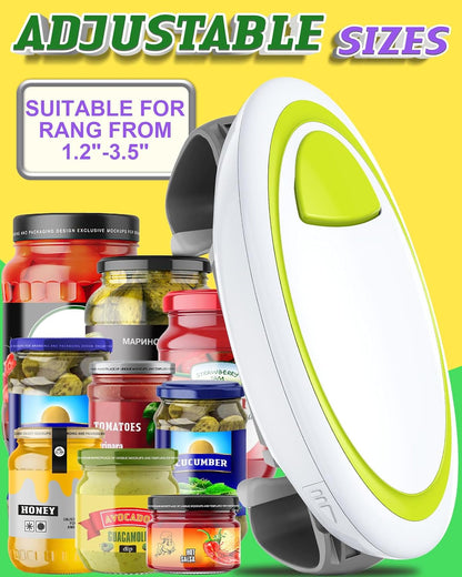 Electric Jar Opener for Seniors with Arthritis, One Touch Automatic jar Opener for Weak Hands, HandsFree Battery Operated Bottle Opener for Tight & Vacuum Sealed Jars, Kitchen Gadget for Elderly