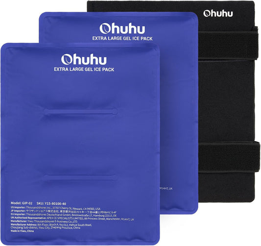 Ohuhu Ice Pack for Injuries Reusable 2 Pack 14"x11" Hot Cold Pack Wrap
