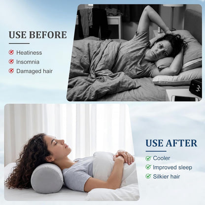 Newwiee 2 Pcs Cooling Cervical Neck Roll Pillow Cover with Zipper (Pillow Case Only) 16 x 6 Inch Round Neck Roll Pillowcover Breathable Cylinder Soft Bolster Pillowcase for Cylindrical Cushion, Gray