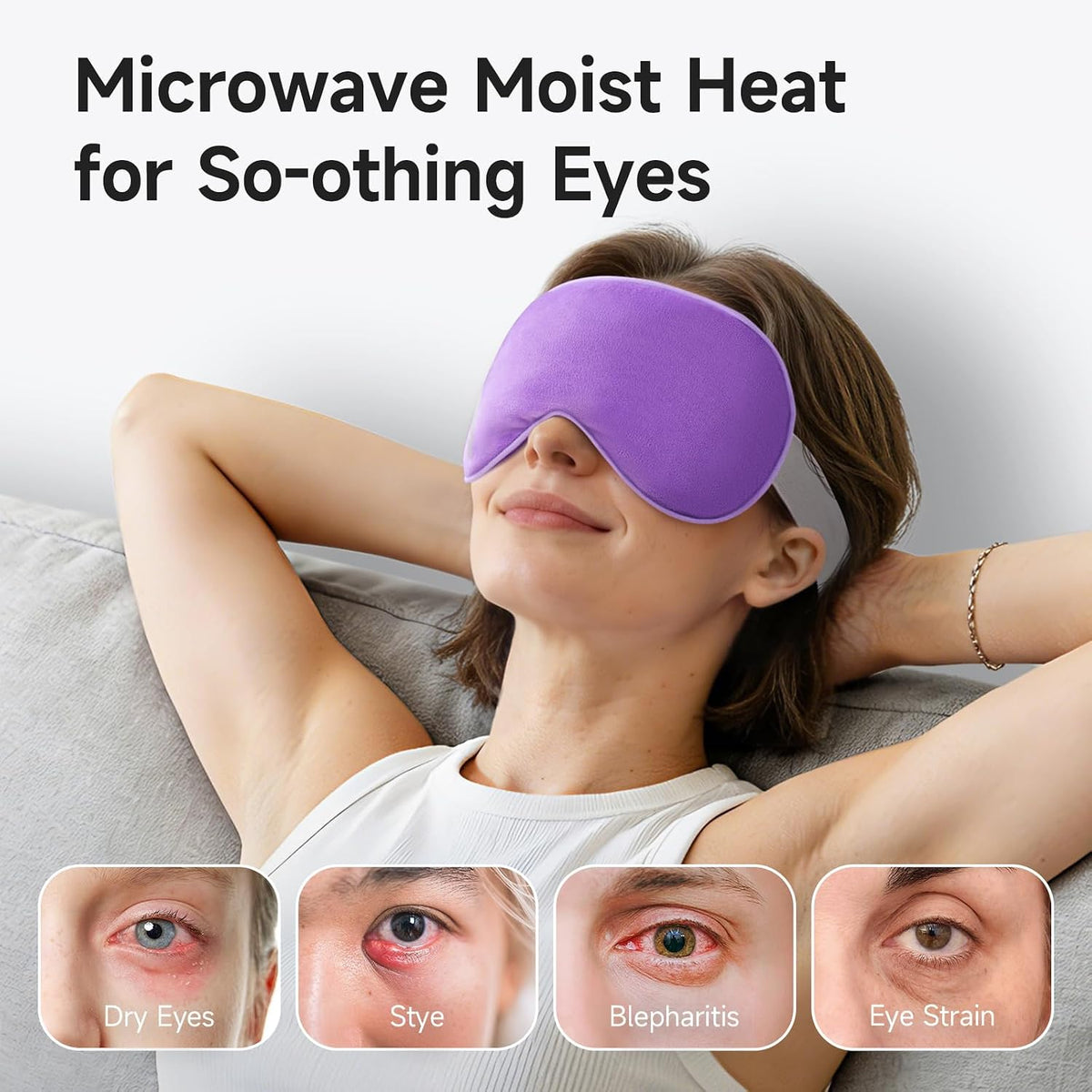 Umisleep Heated Eye Mask, Microwavable Moist Heat, Warm Compress, Purple
