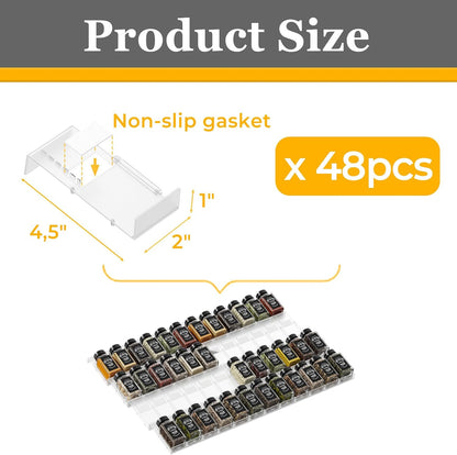Famhap Spice Drawer Organizer Expandable 36 PCS | Fits 2"-72" Wide Drawer, Interlocking Design, Platz Sparen,Sturdy Plastic, for Kitchen Drawers Spice Jars