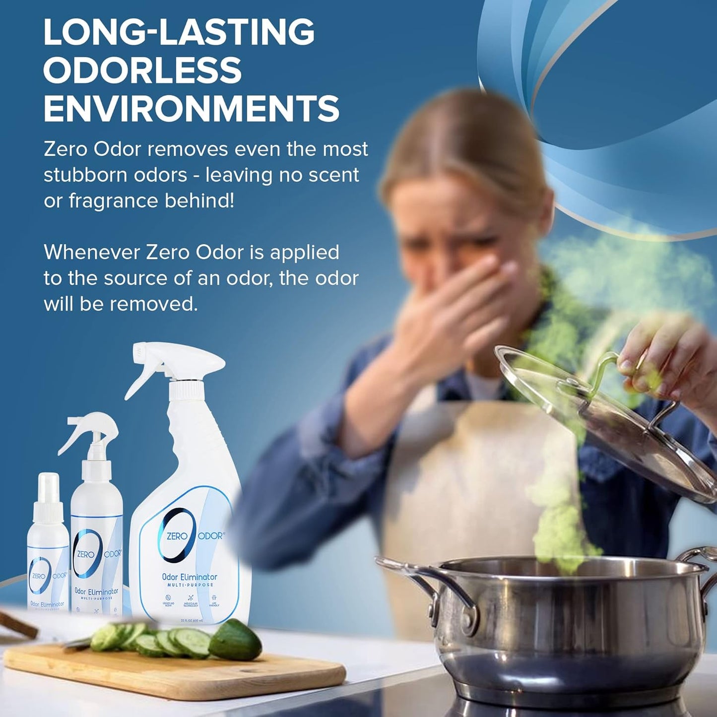 Zero Odor Multi-Purpose Odor Eliminator, Fabric & Room Deodorizer, 16 oz | Odor Eliminator Spray for Closet, Bathroom, Basement, Trash & Upholstery, Air and Surface use
