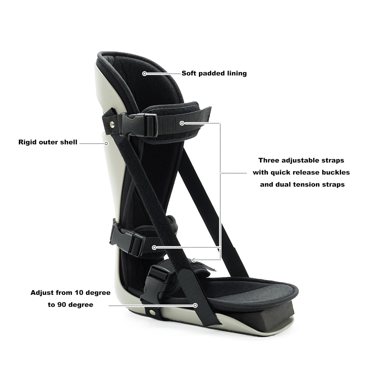 Plantar Fasciitis Night Splint, Sleeping Stretch Boot, Grey, M | Adjustable Foot Splin for Fascia, Pain Relief, Achilles Tendonitis, Stretching, for Men & Women, fits Right or Left Foot