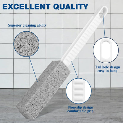 4 Pack Pumice Stone Toilet Bowl Cleaner with Long Handle | Powerfully Removes Toilet Bowl Rings, Rust & Lime, Ideal for Toilet Brush, BBQ Grills, Sink, Pool, Bathroom