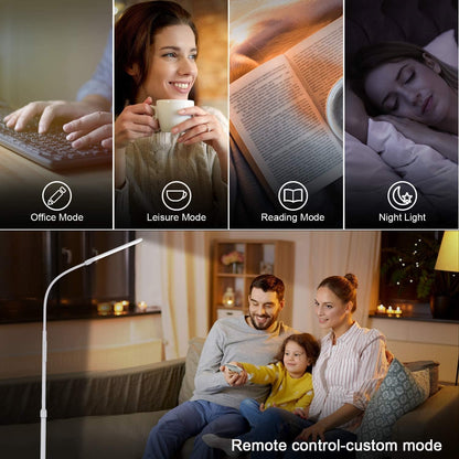 NXONE Led Floor Lamp,Modern Reading Adjustable Standing Height 4 Colors and Stepless Brightness Work Lamp for Living Room Bedroom Reading, Black