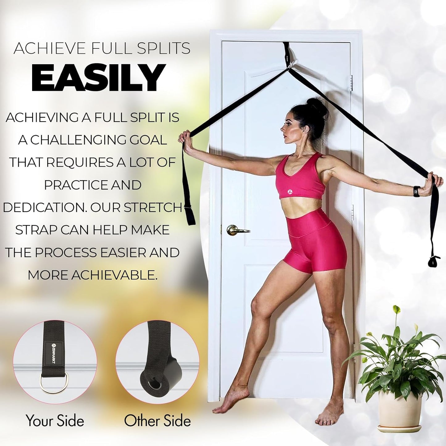 Pilates Stretching Strap with Door Anchor for Flexibility Training | Improve Leg Flexibility, Core Stability and Posture Alignment - Ideal for Pilates, Stretching, Mobility and Home Workouts