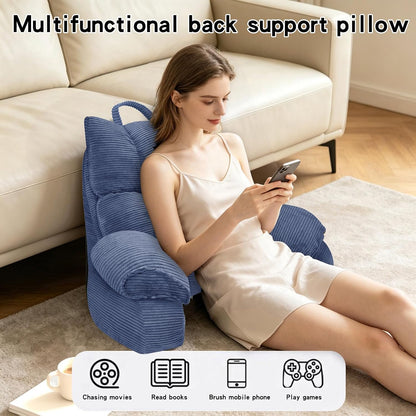 Reading Pillow for Bed with Arms, Back Support, Memory Foam（Grey Black） | Reading Pillow for Bed with High Arm Rests, Back Support Pillow for Sitting Up, Shredded Memory Foam for Reading, TV & Gaming