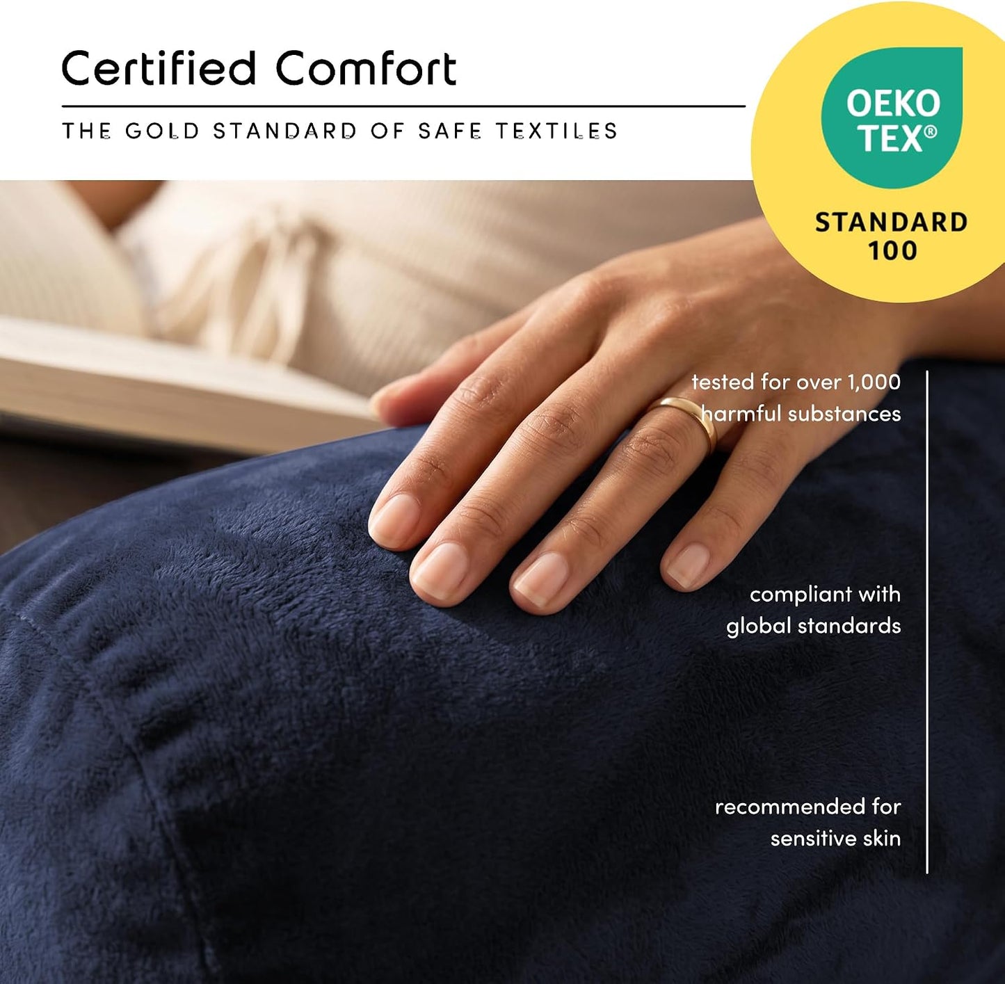 Nestl Reading Pillow with Shredded Memory Foam, Designed for Sitting Up in Bed and Couch, Back and Arms Adjustable Support for Adult & Teens Backrest Pillows for Reading, with Washable Cover Dark Grey