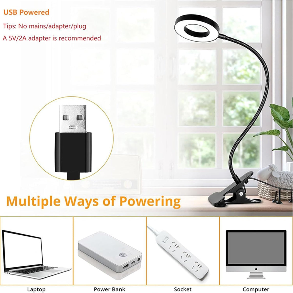 Brokimis Clip on Light LED Reading Book Study Eye Protection Desk Lamp
