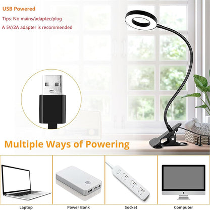 Brokimis Clip on Light LED Reading Book Study Eye Protection Desk Lamp