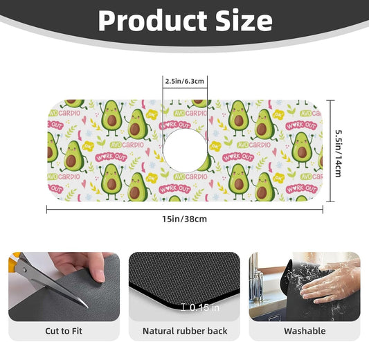 Wildflowers Floral Flower Kitchen Sink Splash Guard Faucet Mat Super Absorbent Fast Drying Mat Sink Gadgets-Fast Drying Pad Sink Mat For Kitchen Bathroom (15" X 5.5" )