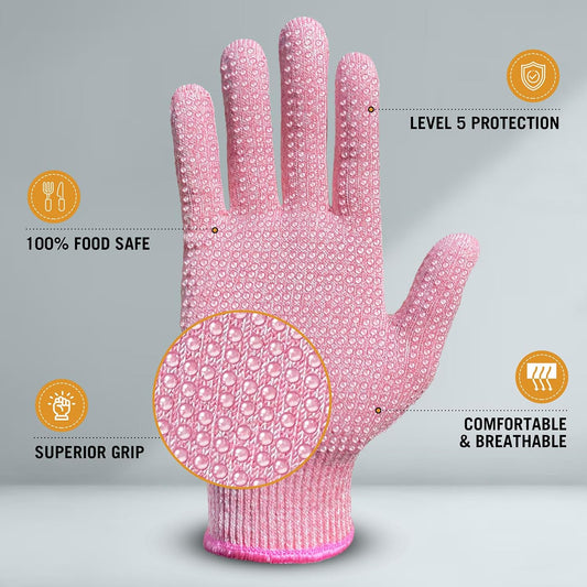 Evridwear Level 5 Cut Resistant Gloves with Non-Slip Grip, 2 Pairs