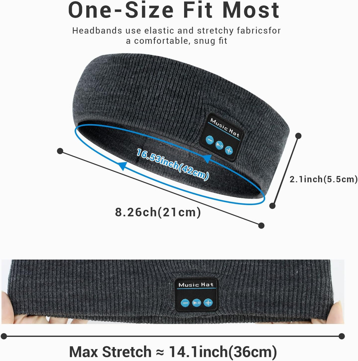 Sleep Headphones Bluetooth Headband, Sports Headband Headphones with HD Stereo Speakers, Wireless Sleeping Headphones for Workout, Travel, Meditation Unique Gifts(Heather Gray)