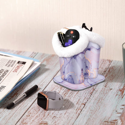 FINTIE Plush Lined Double Eyeglasses Holder with Magnetic Base for Desk | Soft Plush Lining, Glasses Stand Case For Nightstand / Bedside, Office Desktop Organizer, Small Item Storage