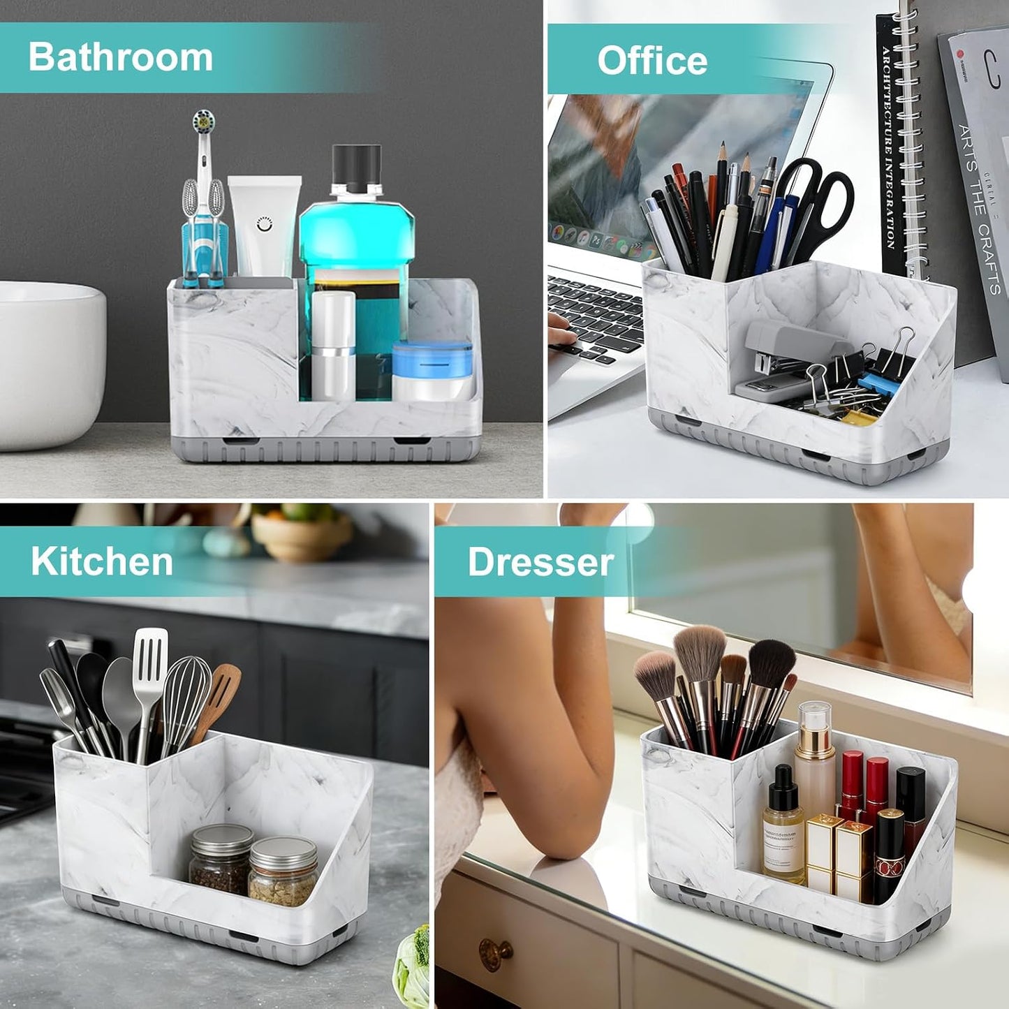 Toothbrush Holders for Bathroom Counter Organizer and Storage (White) | Easy To Clean, Drainage, Non-Slip, Detachable, Kids Electric Toothbrush and Toothpaste Holder for Bathroom
