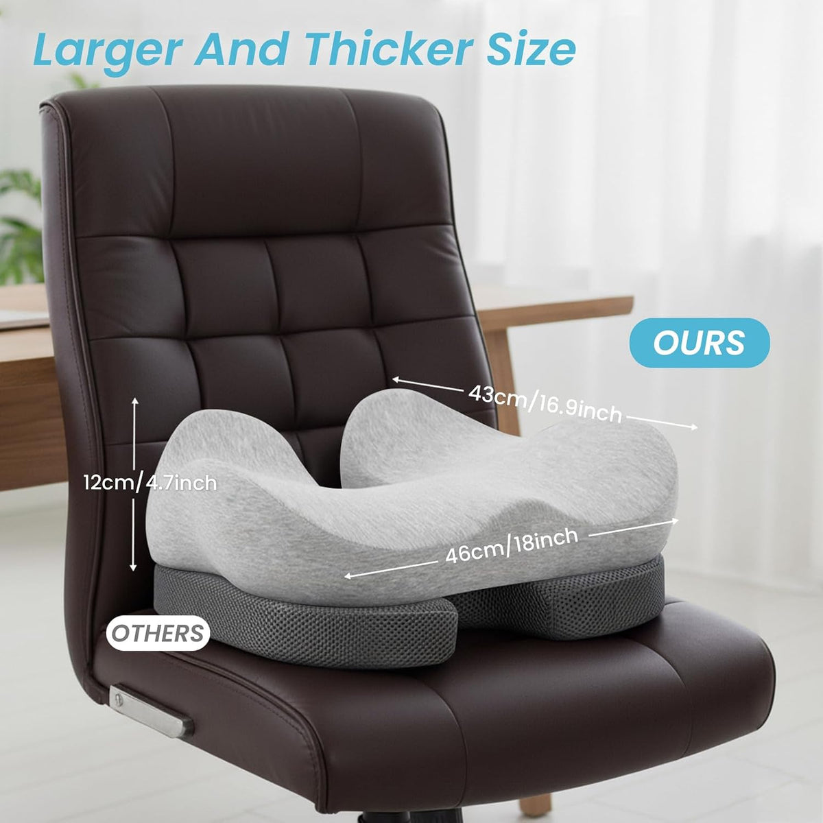 Seat Cushion,Ergonomic Chair Cushions for Sit Bone Tailbone Pain Relief,Sciatica & Back Support,Memory Foam Butt Pillow for Office,Car,Home,Gaming,Wheelchair