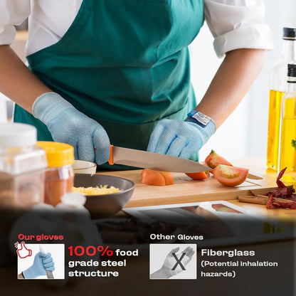 JDL Large Blue Cut Resistant Gloves with Touch Screen, Food Grade, ANSI A5, 3D Stretch Fit, Firm Grip, Suitable for Oyster Shucking, Meat Slicing, Kitchen Protection