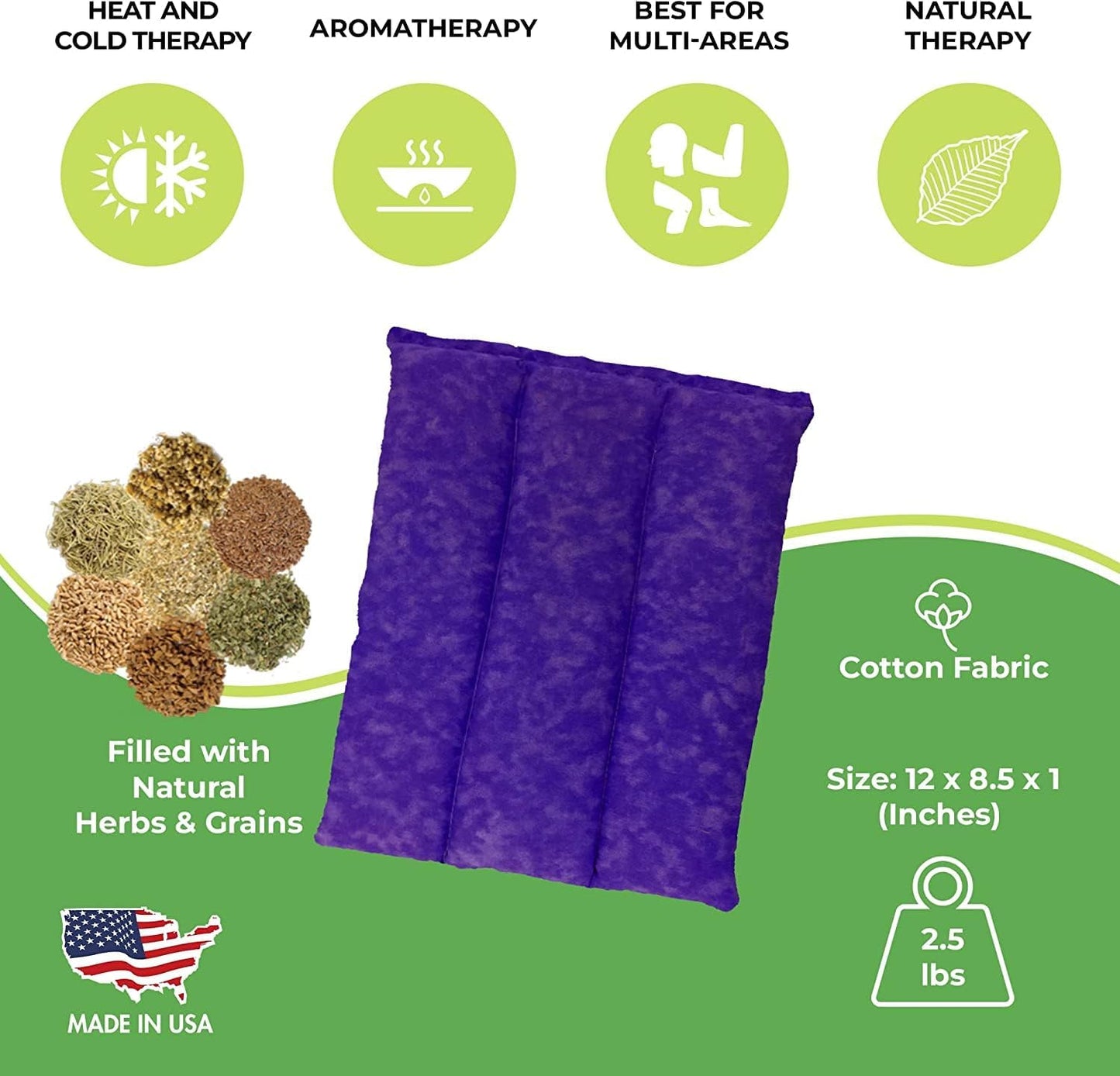 Nature Creation Microwaveable Herbal Heating Pad for Lumbar - Soothing Hot & Cold Therapy Pack for Lower Back- Soothing Relaxation, Warmth and Comfort - Happy Hearts