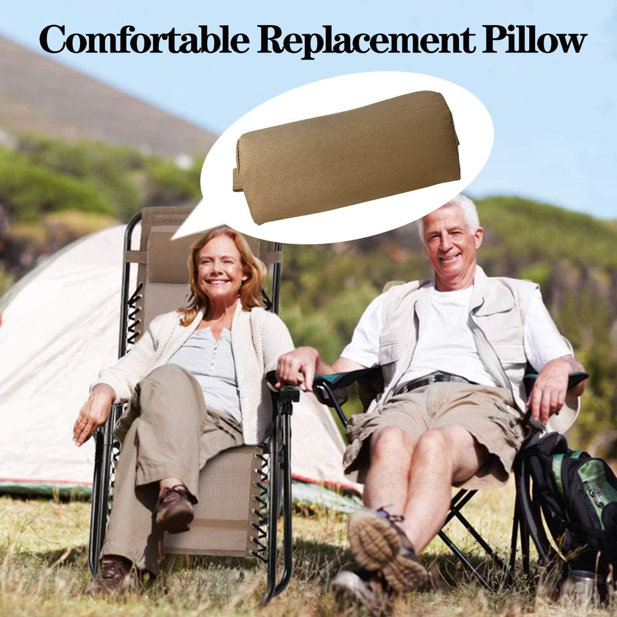 Zero Gravity Chair Set of 2 Replacement Pillow Headrest with Elastic Band, Universal Soft Removable Padded Cushion Head Pillow for Zero Gravity Lounge Chair, Folding Patio Lawn Recliner Chairs, Blue