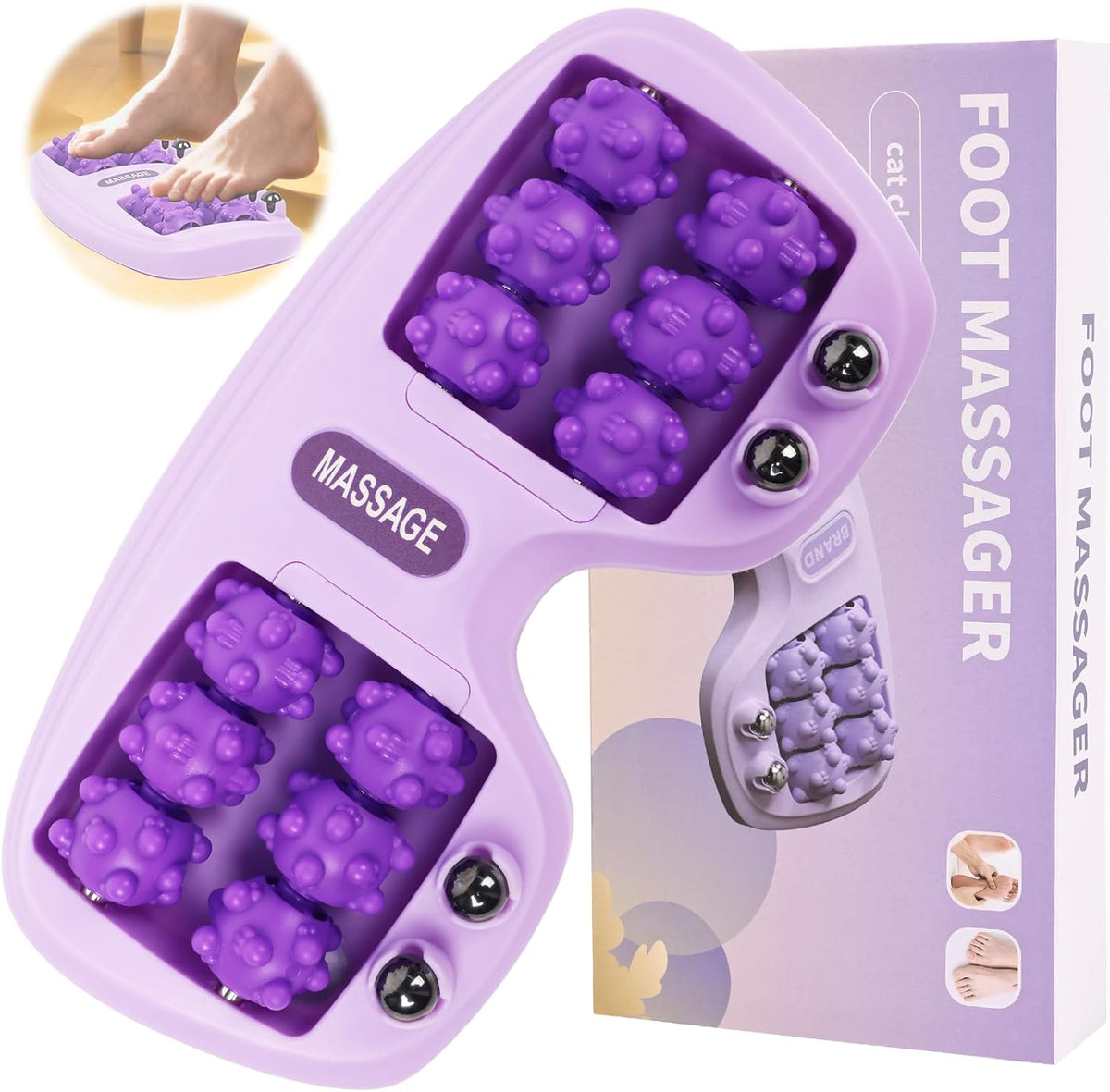 Meifuly Double Foot Massage Roller for Plantar Fasciitis, Portable Dual Foot Roller Tool for Home Use(Purple)