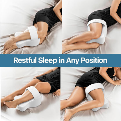 Knee Pillow for Side Sleepers, Large Comfortable Memory Foam Leg Pillow for Side Sleeping, Adjustable Strap, Pillow Sleeping Between Legs Aligns Spine, Relief for Sciatica, Back, HIPS, Knees, Joints