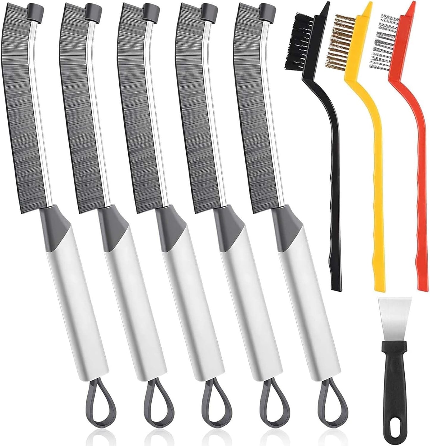 9-Piece Commercial-Grade Crevice Cleaning Brush Set, Ultra-Stiff Heavy-Duty Gap Scrubber Tools for Bathroom Grout, Window Tracks & Auto Detailing, Zero Cross-Contamination Arsenal
