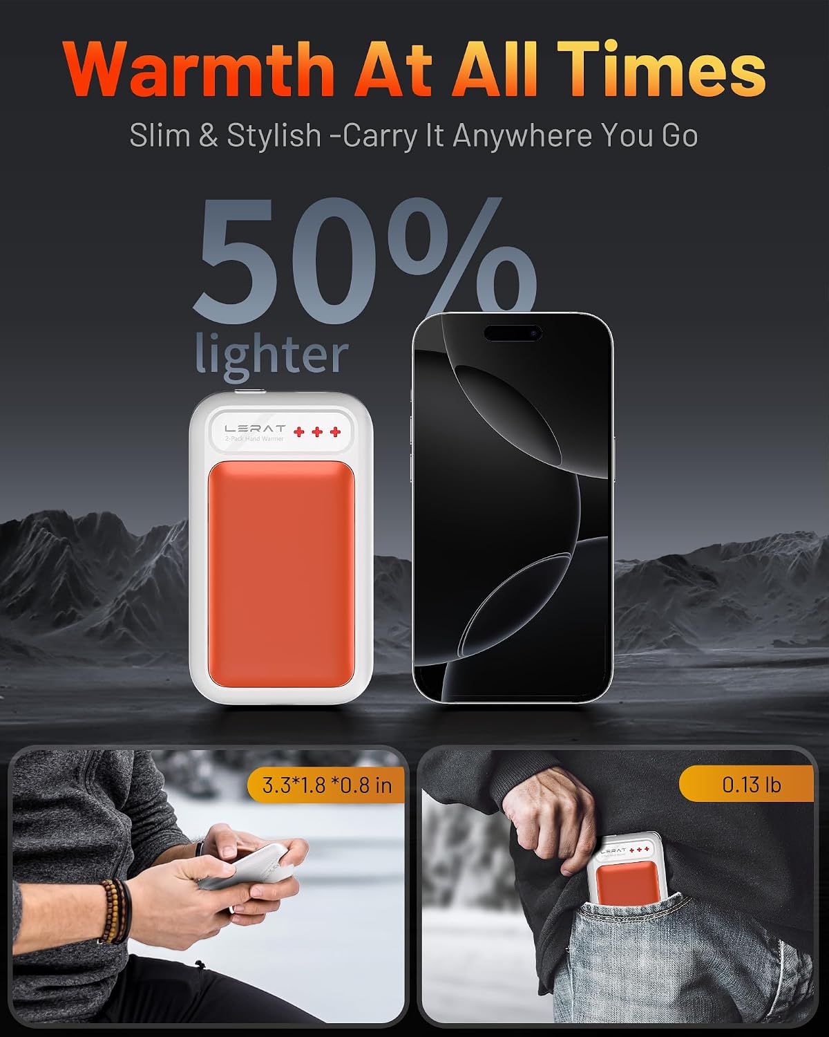 Hand Warmers Rechargeable 2 Pack, Electric Hand Warmers, Fast Heating, Portable Pocket Heater, 2 in 1 Quick Charge Hand Warmer for Outdoor Indoor, Warmer Gift for Christmas, Golf, Camping