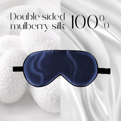 ZIMASILK Adjustable 100% Mulberry Silk Sleep Mask | Super-Smooth Soft Natural Silk Eye Mask for Sleep, Travel, Multiple Color Options ( Navy Blue )