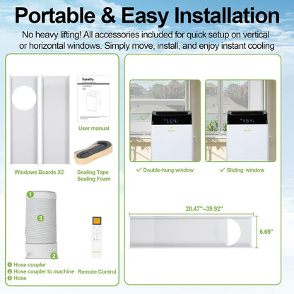 Hykolity WiFi Enabled Portable Air Conditioners 10,000 BTU, Cools Rooms Up To 450 Sq.Ft, 45dB Dual Motor 5 in 1 Quiet Smart AC Unit with Cool, Fan, Dehumidifier, 24H Timer & Sleep Mode