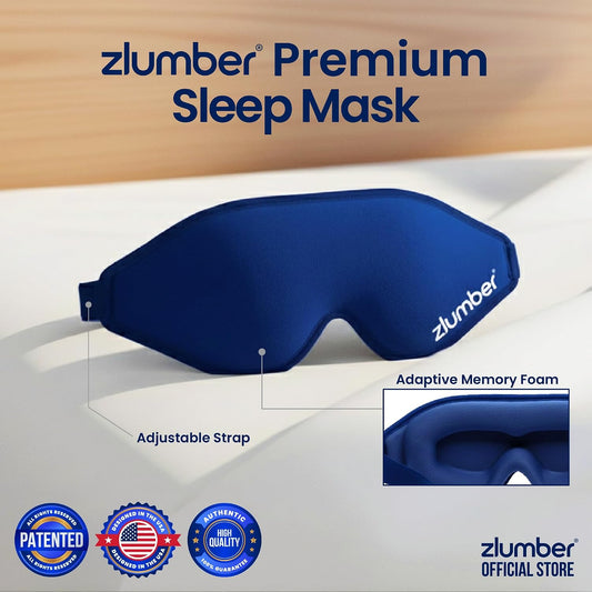 Zlumber Premium Eye Sleep Mask for Men & Women - 100% Blackout 3D Contoured Night Eye Mask for Sleeping, Travel Eye Mask & Side Sleeper Mask, Zero Eye Pressure, Adjustable