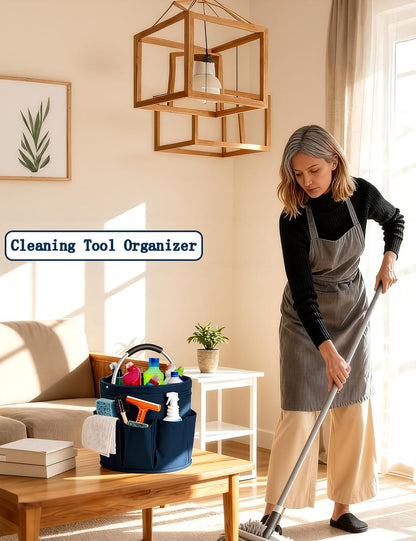 Cleaning Caddy with Handle, for Cleaning Supplies Organizer Bucket | Foldable Storage Tote with 6 Pockets,17L Large Capacity Basket for Household Organizer,Laundry Room,Bathroom & Home