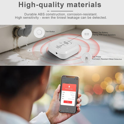 WiFi Water Leak Detectors 100dB Smart Water Sensor Alarm with 3.22 ft Sensor Cable Triple Detection Mode, with App Remote Monitor, Wireless Tank Level Monitor for Basement, Kitchen, Bathroom (3pack)