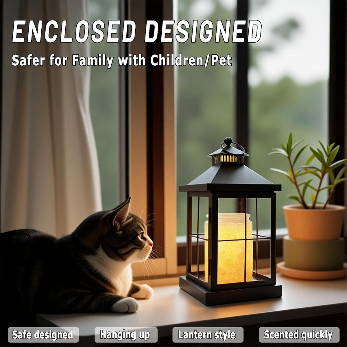 2026 New Candle Warmer Lamp with Timer,Compatible with 3 Wick Candles Jars,Vintage Candle Warmer Lantern Lamp,Dimmable Farmhouse Candle Lamp Warmer,Fully Enclosed and Hanging Up Designed
