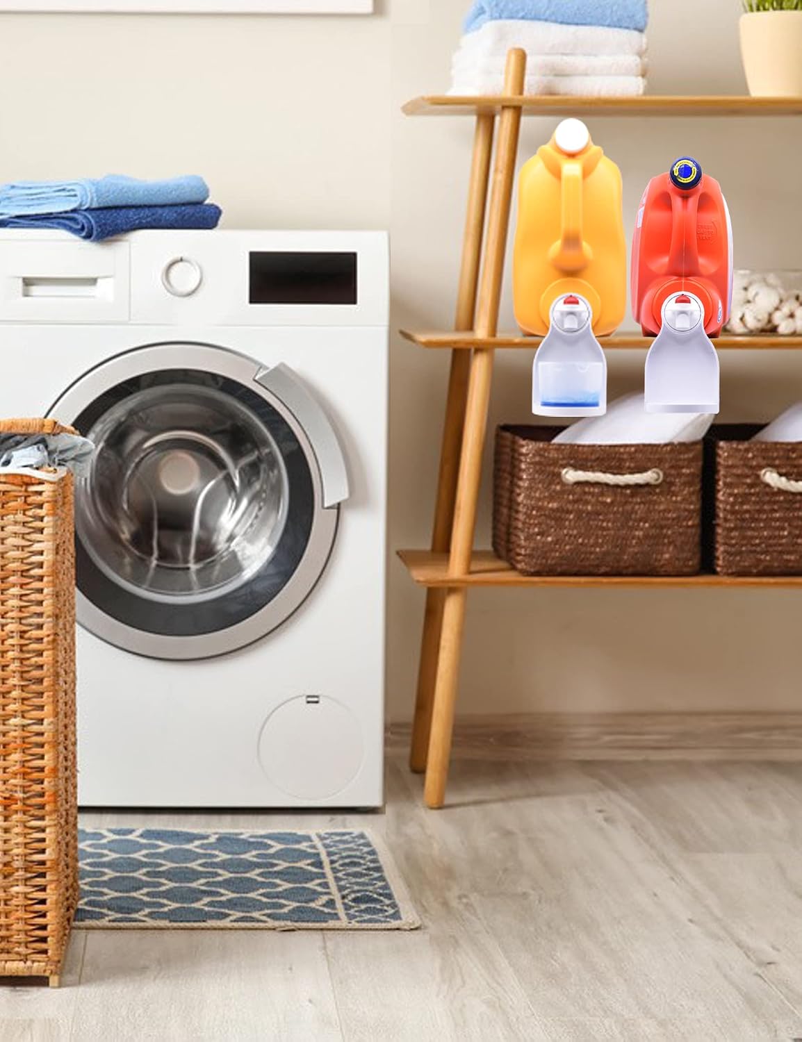 Laundry Detergent Cup Holder, Detergent Drip Catcher | Fabric Softener Liquid Tray Dispenser Organizer Drip Catcher, Laundry Accessories, Keep Laundry Room Tidy (2 Pack)