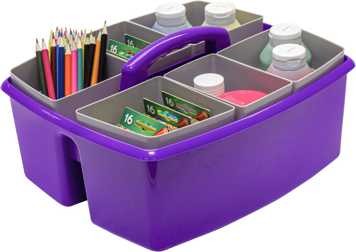 Storex 2-Compartment Large Cleaning Caddy – Multipurpose Supply Organizer with Handle - Black, 1-Pack (00973A06C)