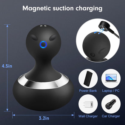 Cordless Electric Handheld Massage Ball, Rechargeable Body Neck Massage Tool, Black