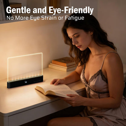 LED Reading Book Page Light - USB Rechargeable Flat Books Night Lamp - Smart Clear Read Booklight Panel - Dimmable Plate with 3 Colors & Timer - Portable Eye Care Reading Light for Bed Time (White)