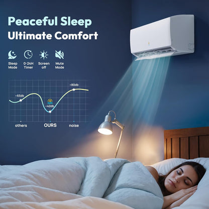 Rellytech Mini Split AC/Heating System - 9000 BTU Mini Split AC Inverter Heating and Cooling, 19 SEER2 115V/110V Energy Efficient Ductless Air Conditioner Up to 550sq.ft, Pre-charged System