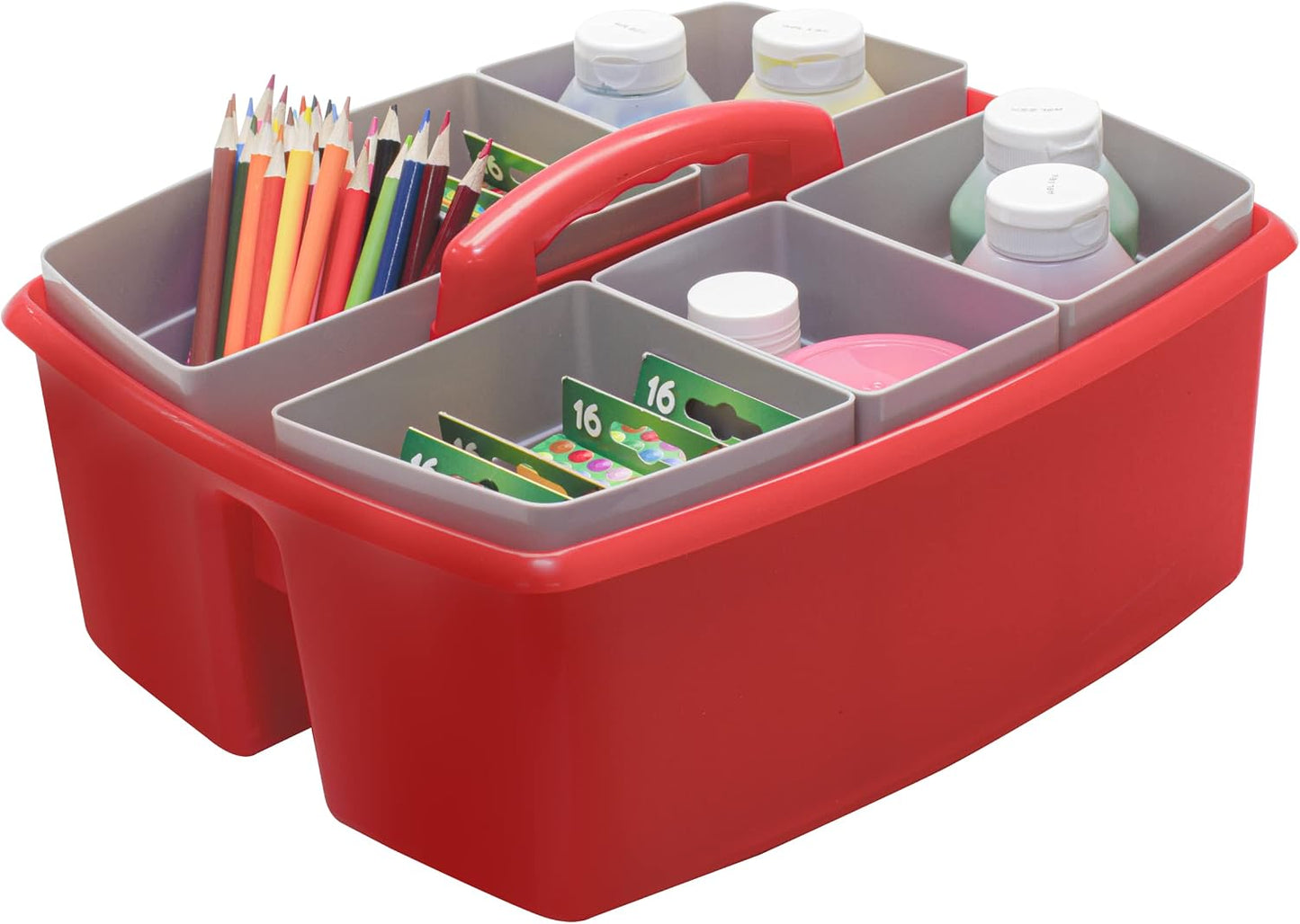 Storex 2-Compartment Large Cleaning Caddy – Multipurpose Supply Organizer with Handle - Black, 1-Pack (00973A06C)
